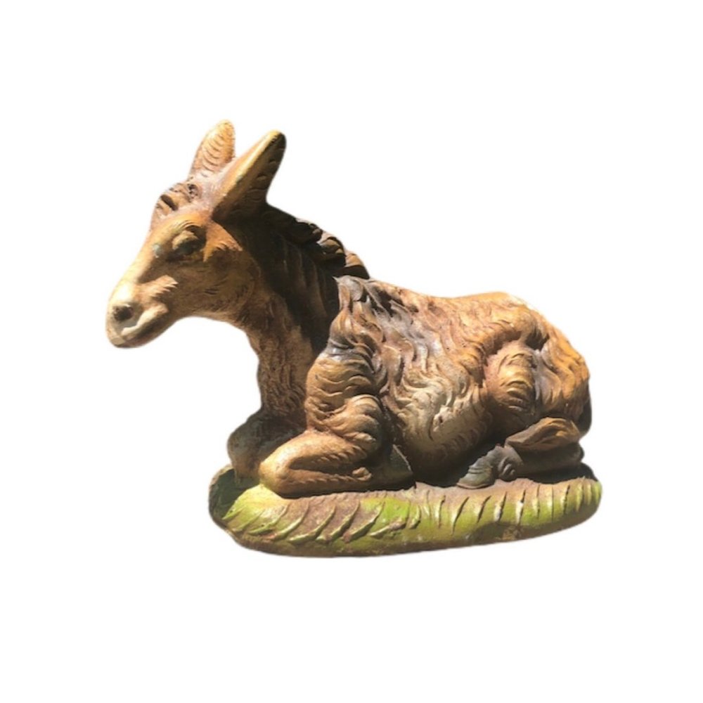 Vintage Italy Nativity Donkey Figurine Seated Burro Christmas Creche Decor 3.5"